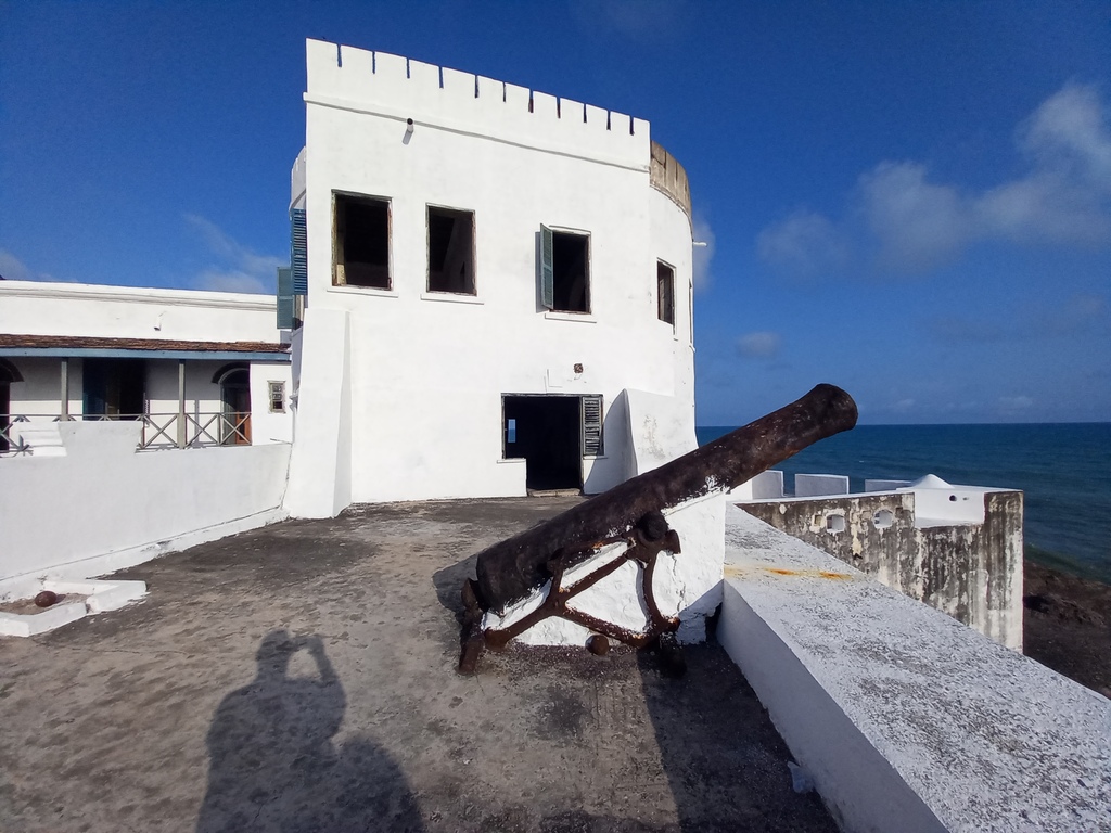 Cape Coast Castle guns, pointing to sea, Ghana, Cetral region.
